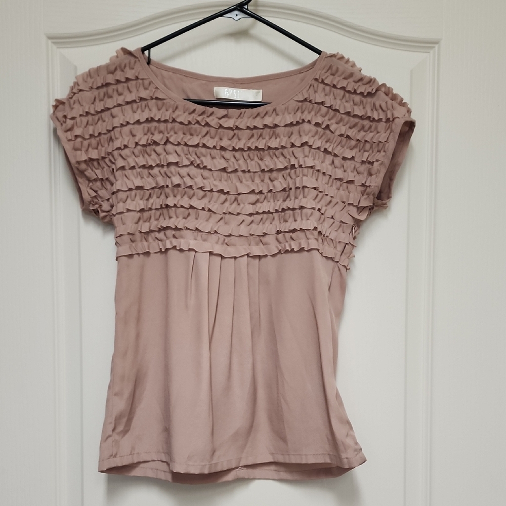 Pink Ruffled Cap Sleeve Blouse